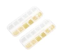 GANAZONO Metal Nail Beads Charms 12-compartment Mixed Sizes and Colors 2 Boxes 3d Steel Ball Manicure Art Decoration Diy Nail Accessories Jewelry Making