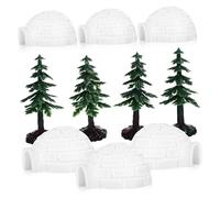 GANAZONO Mini Igloo and Pine Tree Figurines Set Realistic Ice House Decorations with Mini Ice Houses and Christmas Trees Low-maintenance Miniature Holiday Display for Micro Landscapes and