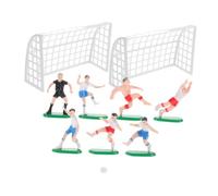 GANAZONO Miniature Soccer Figures with Lifelike Players and Goal Posts Realistic Football Field Cake Decorations for Boys Birthday and Shower Sports Cupcake Toppers for Football Theme