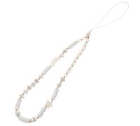 GANAZONO Moon Star Phone Charm Strap, Beaded Pearl Wrist Lanyard for Bags | White Shell, Acrylic and Polymer Clay Design, Easy Attachment Loop, Anti-loss Wear for Travel Commuting