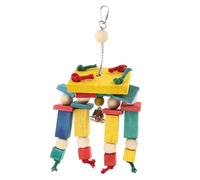 GANAZONO Natural Wood Blocks Parrot Toy Colorful Hanging Chewable Bird Toy for Birds and Budgies Parrot Supplies for Cage Plaything