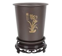 GANAZONO Orchid Flowerpots Rounded Plant Pots Plastic Planting Pot with Base for Indoor Outdoor Gardening Durable Abs Material 6.7 Inch Size Suitable for Orchids and Green Plants
