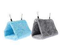 GANAZONO Parrot Hammock Bird Hanging Tent 2Pcs Plush Warm Triangle Nest Bed for Budgies Cockatiels Soft Cotton Material and Easy to Clean Light Grey