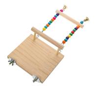 GANAZONO Parrot Wooden Platform Perch and Swing Bell, Natural Wood Parakeet Cage Toy for Hanging and Chewing, Bird Standing Playstand Suitable for Parrots and Parakeets