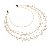 GANAZONO Pearl Crown Headband for Women Lightweight Tiara Headpiece Elegant Lolita Goddess Hairband for Wedding Party Banquet Accessories