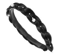 GANAZONO Pearl Hair Styling Headband for Women Lightweight Non-slip Braiding Accessory Elegant Natural Black Statement Headband for Teen and Adults