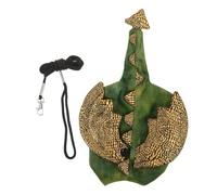 GANAZONO Pet Lizard Dinosaur Costume Outfit with Harness and Leash, Green Bearded Dragon Walking Set, Reptile Apparel for Amphibians Suitable for Outdoor Use