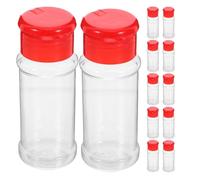 GANAZONO Plastic Salt and Pepper Shaker Set 12pcs Transparent with Lids 200ml Capacity for Kitchen Travel and Outdoor Cooking