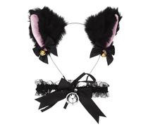 GANAZONO Plush Cat Ear Headband with Bowknot Bell Choker Collar for Halloween Christmas Party Cosplay Lightweight Accessories for Women