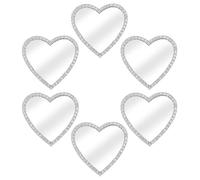 GANAZONO Portable Heart Shaped Phone Mirror Decal 6PCS Compact Glass Metal Stick-on Charm for DIY Travel Makeup