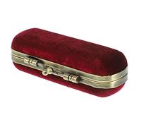 GANAZONO Portable Lipstick Storage Holder Velvet Lip Balm Case Mirror Vintage Small Lipstick Organizer for Women Travel Makeup Bag Burgundy
