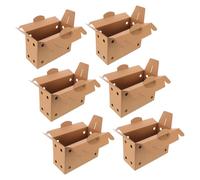 GANAZONO Poultry Transport Carrier Box 6Pcs Portable Kraft Leather Handle for Guinea Pigs, Canaries, and Small Animal Shipping 12.2X8X5.1