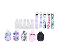 GANAZONO Refillable Travel Bottle Keychain Set 5pcs with Empty Hand Bottles and Wrist Straps for Liquid Lotion Cosmetic Toiletries on The Go Random Style