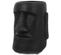 GANAZONO Resin Garden Statues Easter Island Massive Moai Planter Group Easter Island Statue Natural Granite Appearance Resin Succulents