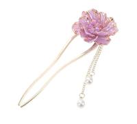 GANAZONO Retro Enamel Chinese Peony Flower Hairpin Vintage Metal Chopsticks for Women Hanfu Accessories for Party Wedding