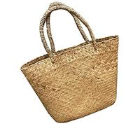 GANAZONO Seagrass Plant Basket - Large Capacity Woven Rattan Seaweed Storage Bag with Handles for Shopping and Gardening
