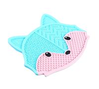 GANAZONO Silicone Fox Makeup Brush Cleaning Mat Suction Cup Sky Blue Portable Makeup Scrubber for Quick Brush Cleaning for Daily Use and Travel