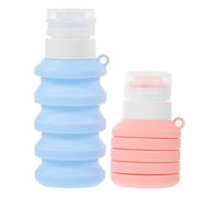 GANAZONO Silicone Travel Bottles Blue and Pink 2pcs Foldable 90ml Leak Proof Refillable Lotion Containers with Flip Lid Spacesaving Design for Travel and Scenarios