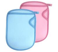 GANAZONO Skin Scrubbing Gloves and Bath Mittens 4pcs Reusable Soft Exfoliating Shower Gloves for Boys and Girls with Blue and Pink Colors, Pain-free Bathing Supplies for Gentle Skin Cleaning at Home