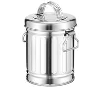 GANAZONO Small Ashtray Bucket with Lid 5.71 Inch Galvanized Metal Tin Trash Can for Office Bedside Kitchen Use Decorative Storage Container