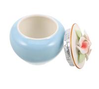 GANAZONO Small Ceramic Pet Urn with Guardian Wings Print Mini Keepsake Box for Dog and Cat Ashes Versatile Memorial Jar for Cremated Remains and Pet Teeth Storage Blue Animal Urn
