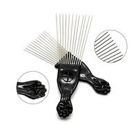 GANAZONO Steel Pin Comb Wide Rake Hair Brush for Slick Back Styling Detangling Tool for Men Women Black Plastic Handle