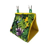 GANAZONO Summer Sunshade Bird Nest Hanging Hammock with Tropical Rainforest Comfortable Pet Bed for Small Birds Like Canary and Lark Secure Resting Spot for Parrots