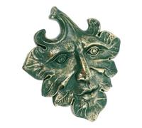 GANAZONO The Green Man Wall Art, Cast Iron Green Man Wall Plaque Green Man Sculpture Antiqued Hanging Pendant For Symbol of Rebirth and Growth for Home Office Decor Green