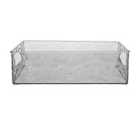 GANAZONO Transparent Long Plastic Storage Box Durable Clear Organizer Bins for Refrigerator Freezer Kitchen Pantry Stackable Design Elegant Grey Practical Storage for Home Organization