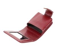 GANAZONO Travel Lipstick Pouch for Women with Built-in Small Mirror, Lightweight Brown Pu and Polyester Cosmetic Case with Button Closure, Easy to Carry Lipstick Holder for Outdoor