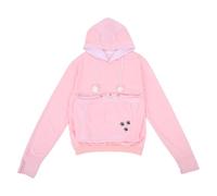 GANAZONO Unisex Pink Cat Carrier Hoodie for Men and Women, Soft Polyester Pullover Sweatshirt with Front Pet Pouch, Cozy Fall Hoodie that Holds Small Dog or Rabbit for Relaxing at Home