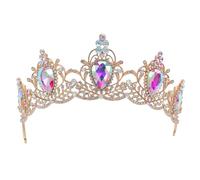 GANAZONO Vintage Baroque Rhinestone Wedding Crown Headband for Bride, Medieval Style Bridal Tiara Hair Accessory for Weddings, Bridal Showers, and Costume Parties