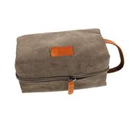 GANAZONO Vintage Canvas Makeup Bag Travel Toiletry Organizer for Cosmetics Essentials Durable Leather Pouch for Women Lightweight Compact Storage for Travel