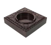 GANAZONO Vintage Ebony Smokeless Ashtray with Lid Windproof Wooden Ash Holder for Outdoor Patio Home Office Chinese Style Decorative Smoking Accessory