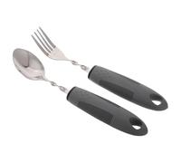 GANAZONO Weighted Adaptive Utensils Set for Elderly Flexible Spoon and Fork with Antitremor Design for Hand Mobility and Dexterity for Independent Eating