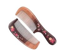 GANAZONO Wood Carving Hair Combs Set with Unique Stereoscopic Relief Flower Pattern 2 Pcs Anti-Static Scalp Massage Comb for Women and Girls for Salon and Outdoor Use