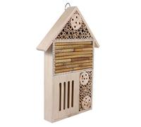 GANAZONO Wooden Bee House Bug Hotel Decorative Insect Shelter for Garden Assembled Wood Nesting Habitat with Smooth Tubes for Bees Ladybirds Butterflies