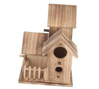 GANAZONO Wooden Bird House Villa Parakeet Nesting Cottage Free Standing Bird Feeder for Garden Hummingbird House and Parrot Breeding Nest