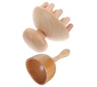 GANAZONO Wooden Cup and Comb Massager Set 2pcs Multi-Function Drainage Massage Tool for Home Use Lymphatic Cupping and Meridian Stimulation