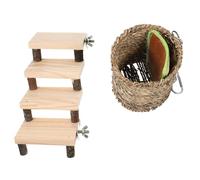GANAZONO Wooden Hamster Training Ladder and Warm Sleeping Nest for Small Pets, Comfortable and Easy to Clean Hideout, for Cold Winter