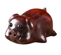 GANAZONO Wooden Pig Keychain Pendant DIY Crafts Charm Purple Sandalwood Small Pig Statue Lucky Animal Figure for Car Keys and Desktop Decoration