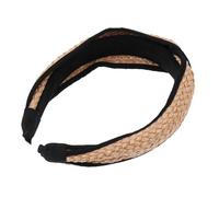 GANAZONO Woven Raffia Hairband for Women Wide Crossed Straw Headband with Black Edging Comfortable Daily Hairband Chic Girl Head Decor for Parties and Weddings