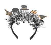 GANAZONO Year S Eve Tinsel Headband with Clock Hat Design Sequin Hairband for Christmas Party Decoration Supplies Festive Accessory for Holiday Celebrations and Photo Booth Props
