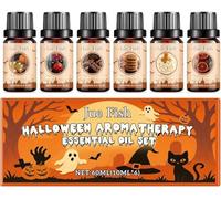 Ganbaro Halloween Fragrance Oils, Essential Oils Set, Fragrance Oils for Diffuser, Scented Oils for Soaps Candle Making -Pumpkin Pie, Caramel Apples, Chocolate, Snickerdoodle, Candy Corn, Witches Brew