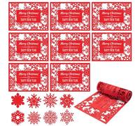 Ganbaro Placemats Christmas, Christmas Table Set, christmas Place Mats, 8PCS table Place Mat & 8PCS Coaster Sets for Party Winter Holiday Home Table Dinner Decoration