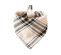 Ganbuyrii Embellished Plaid Dog Bandana - Adjustable Soft Triangular Scarf for Dogs, Chic Daily Wear,Beige & Navy Large