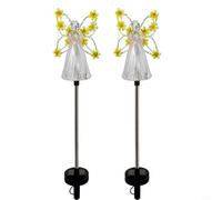 GANCEI 2 Pack Solar Powered Angel Lights, Color Changing LED Garden Statues for Yard Patio, Weatherproof Memorial Decor to Remember (yellow)
