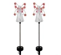 GANCEI 2 Pack Solar Powered Angel Lights, Color Changing LED Garden Statues for Yard Patio, Weatherproof Memorial Decor to Remember (pink)