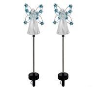 GANCEI 2 Pack Solar Powered Angel Lights, Color Changing LED Garden Statues for Yard Patio, Weatherproof Memorial Decor to Remember (blue)