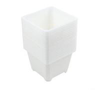 GANCEI 20 Pack 8Cm Square Plastic Plant Pots, Breathable Root Control Nursery Containers With Drainage Holes For Balcony Patio Garden(White)